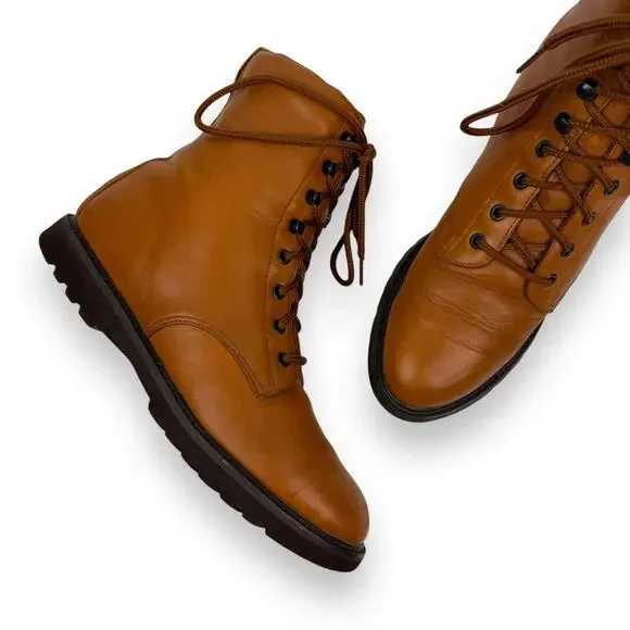 Vintage 90 s ROCKPORT brown leather lace up combat boots